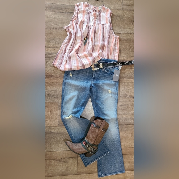 Gently Loved- ANA - Brown, Tan, Rust Striped Swing Top - Size XL - Picture 5 of 5